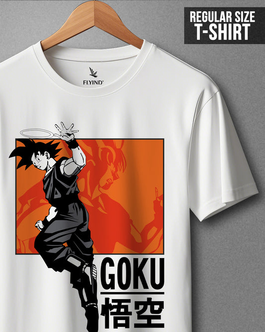 Goku Flying White Regular T Shirt
