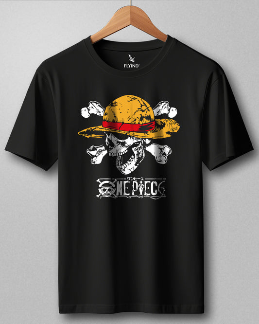 One Piece Skull Black Regular T Shirt
