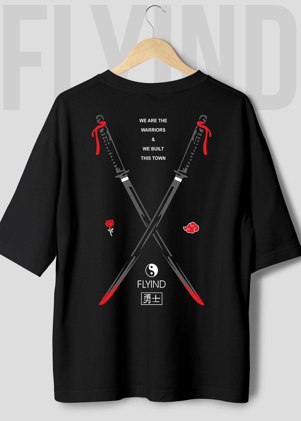 Flyind Sword Black Oversized T Shirt