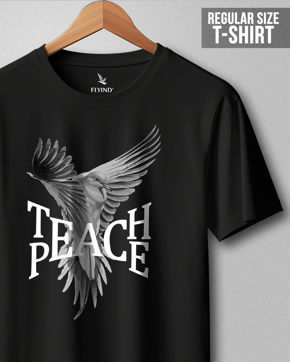 Peace Teach Black Regular T Shirt