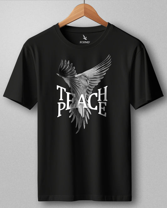 Peace Teach Black Regular T Shirt