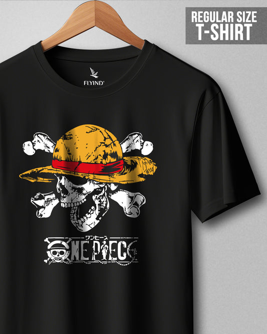 One Piece Skull Black Regular T Shirt