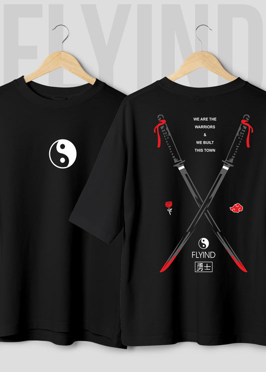 Flyind Sword Black Oversized T Shirt
