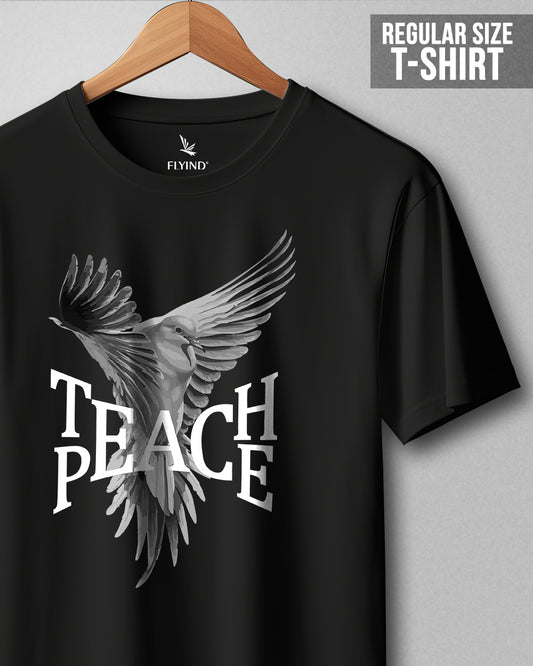 Peace Teach Black Regular T Shirt