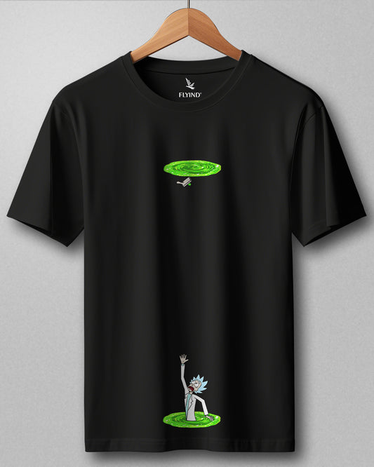 Falling Rick Black Regular T Shirt